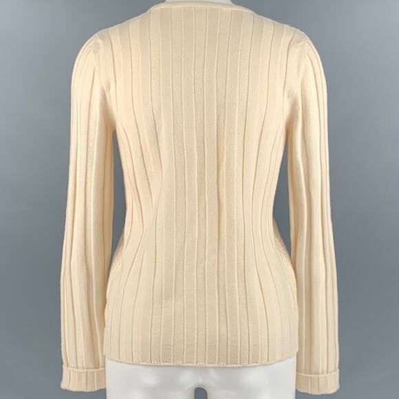 HERMES Size 6 Cream Virgin Wool Textured Sweater - Picture 4 of 7